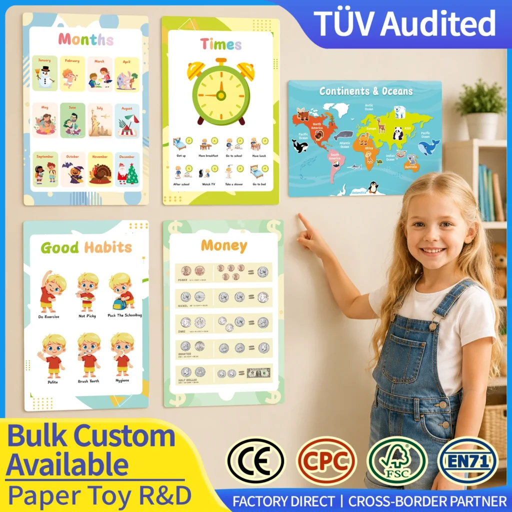 Laminated Learning Posters Waterproof Tear-resistant Classroom Preschool Educational Wall Charts Wholesale Factory