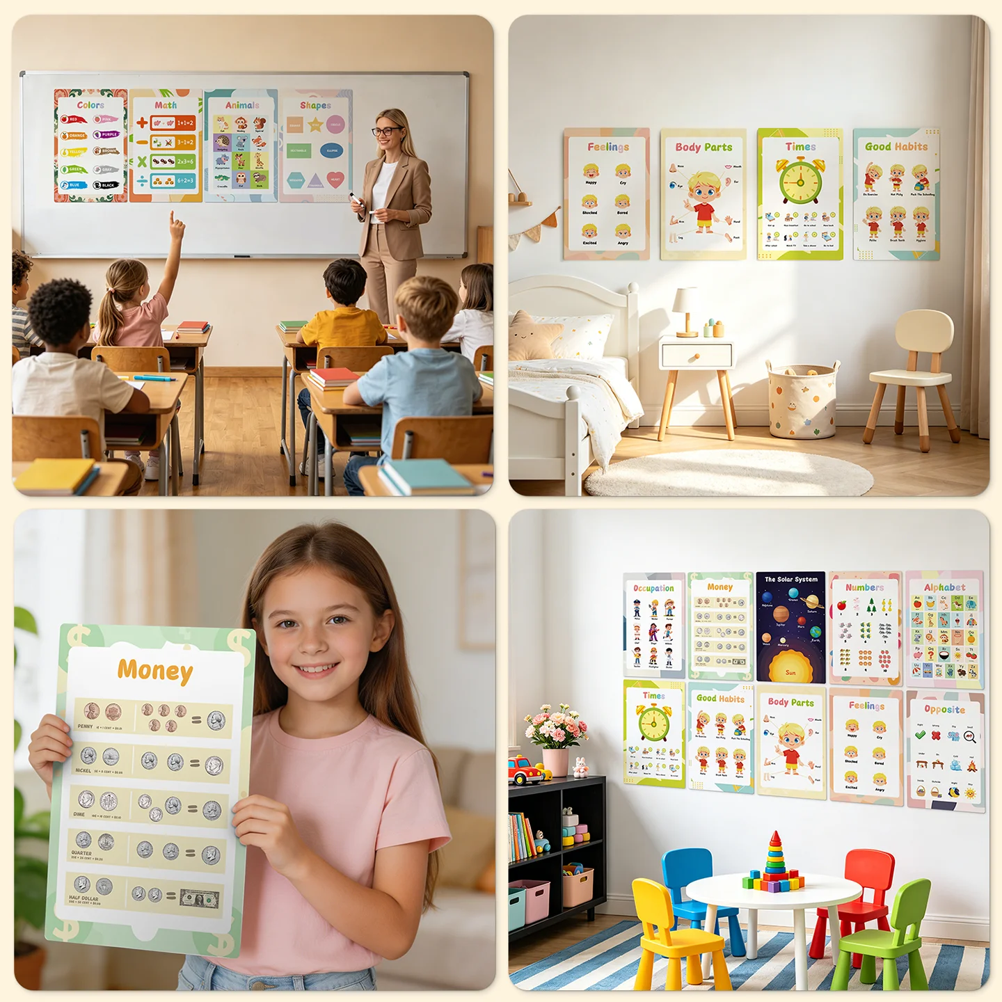Laminated Learning Posters Waterproof Tear-resistant Classroom Preschool Educational Wall Charts Wholesale Factory