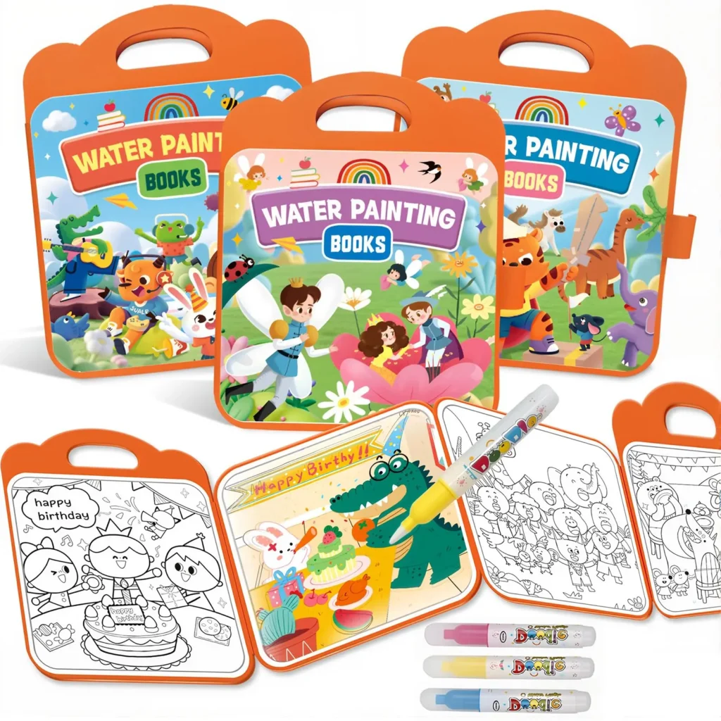 Magic Water Coloring Book for Kids, Reusable Mess Free Water Painting Book, Educational Toddler Toys for Travel & Home.