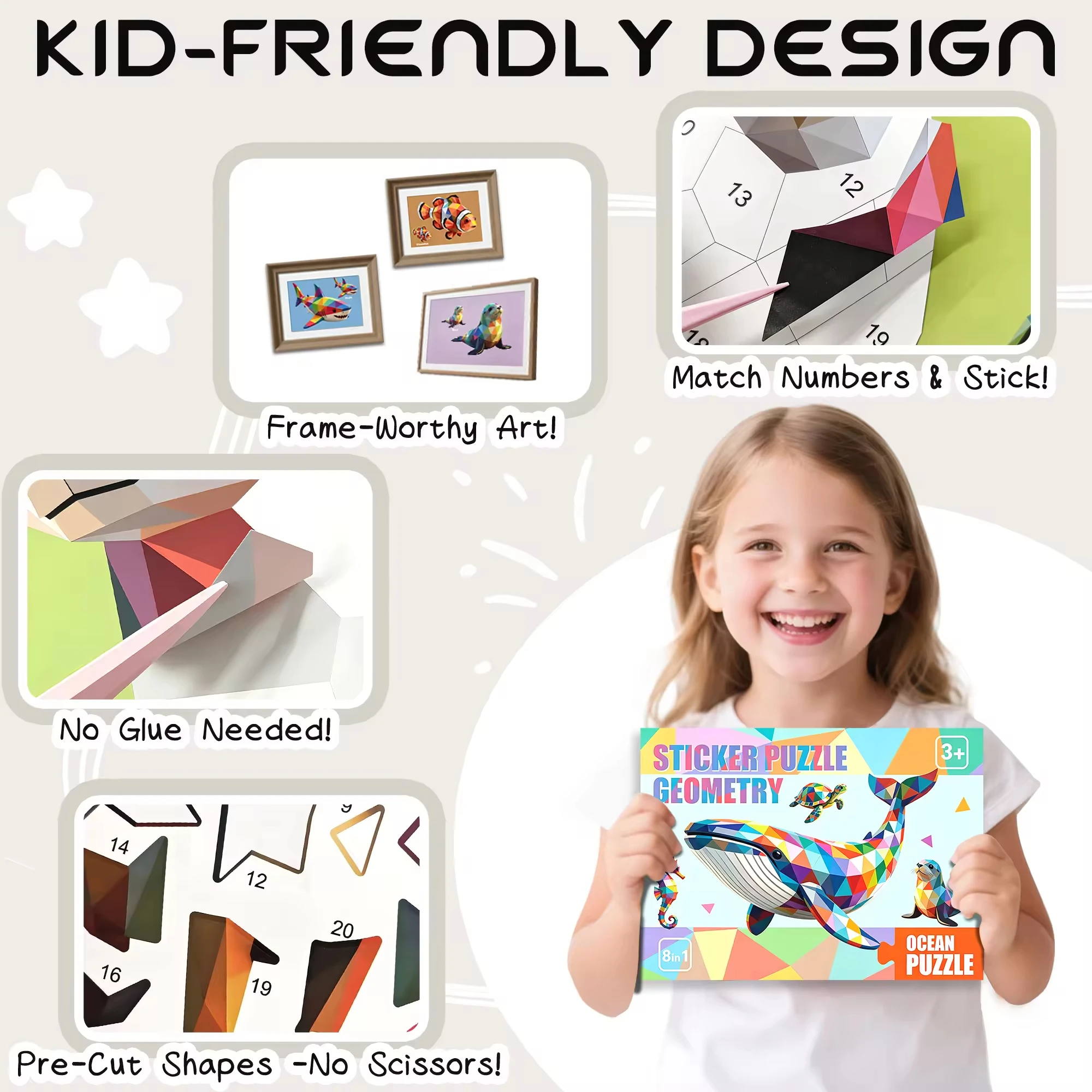 Paint by Sticker Activity Book for Kids Ages 4-8 Sticker by Number Coloring Book for Boys and Girls