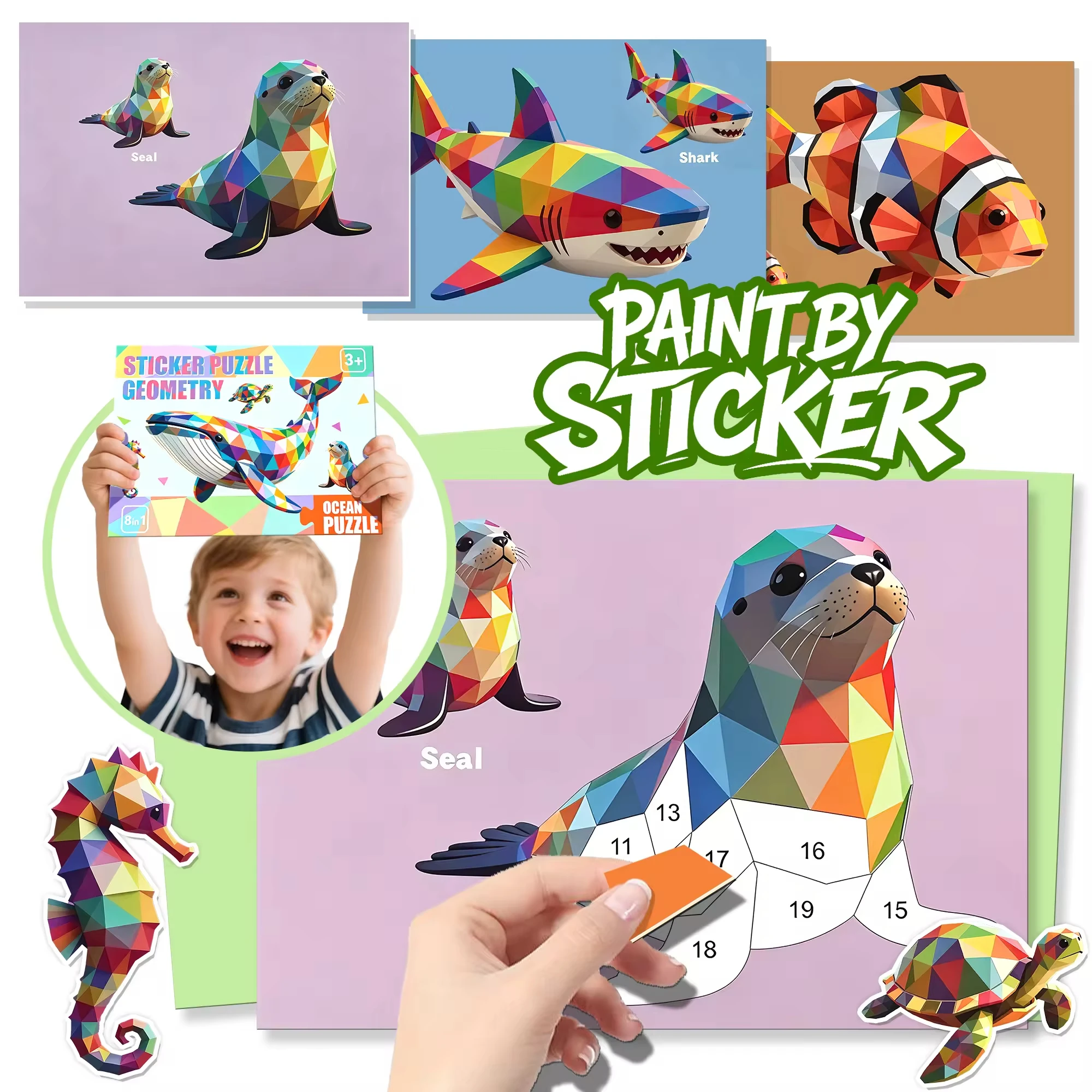 Paint by Sticker Activity Book for Kids Ages 4-8 Sticker by Number Coloring Book for Boys and Girls