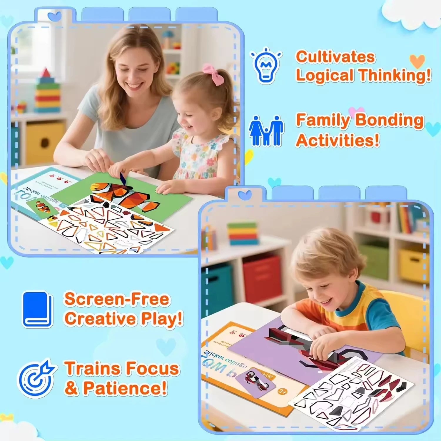 Paint by Stickers Numbers for Kids-Crafts for Kids Sticker Paint Book Gift Party Favor.