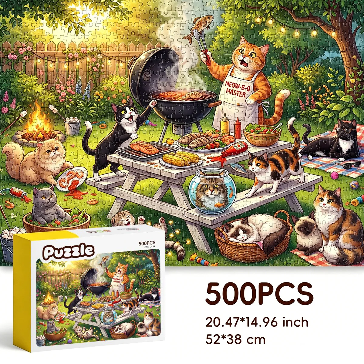 Premium 500 Pieces Jigsaw Puzzles for Adults Colorful Cartoon Animal Puzzle for Family Game Night Stress Relief Fun Gift.