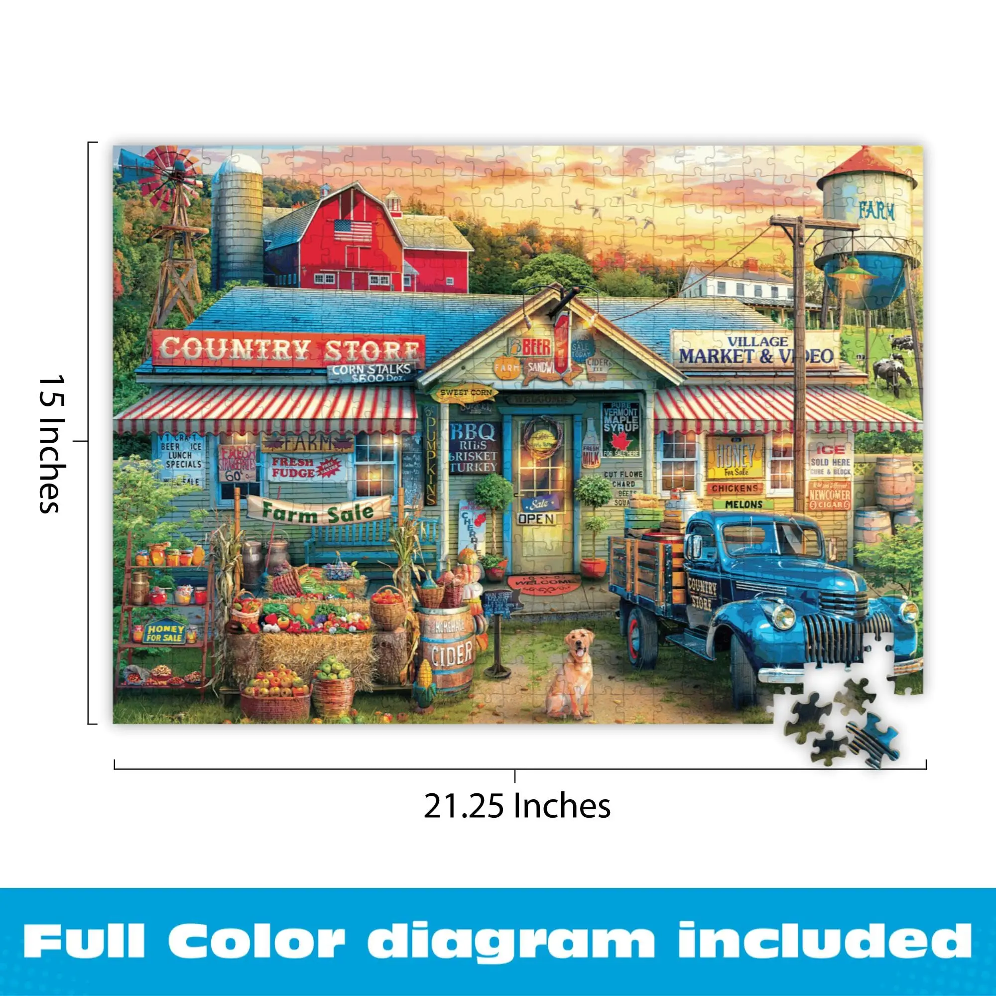 Puzzles for Adults 500 Pieces – Country Living, Nostalgic 500 Piece Jigsaw Puzzle for Adults with Poster, Premium Puzzle.
