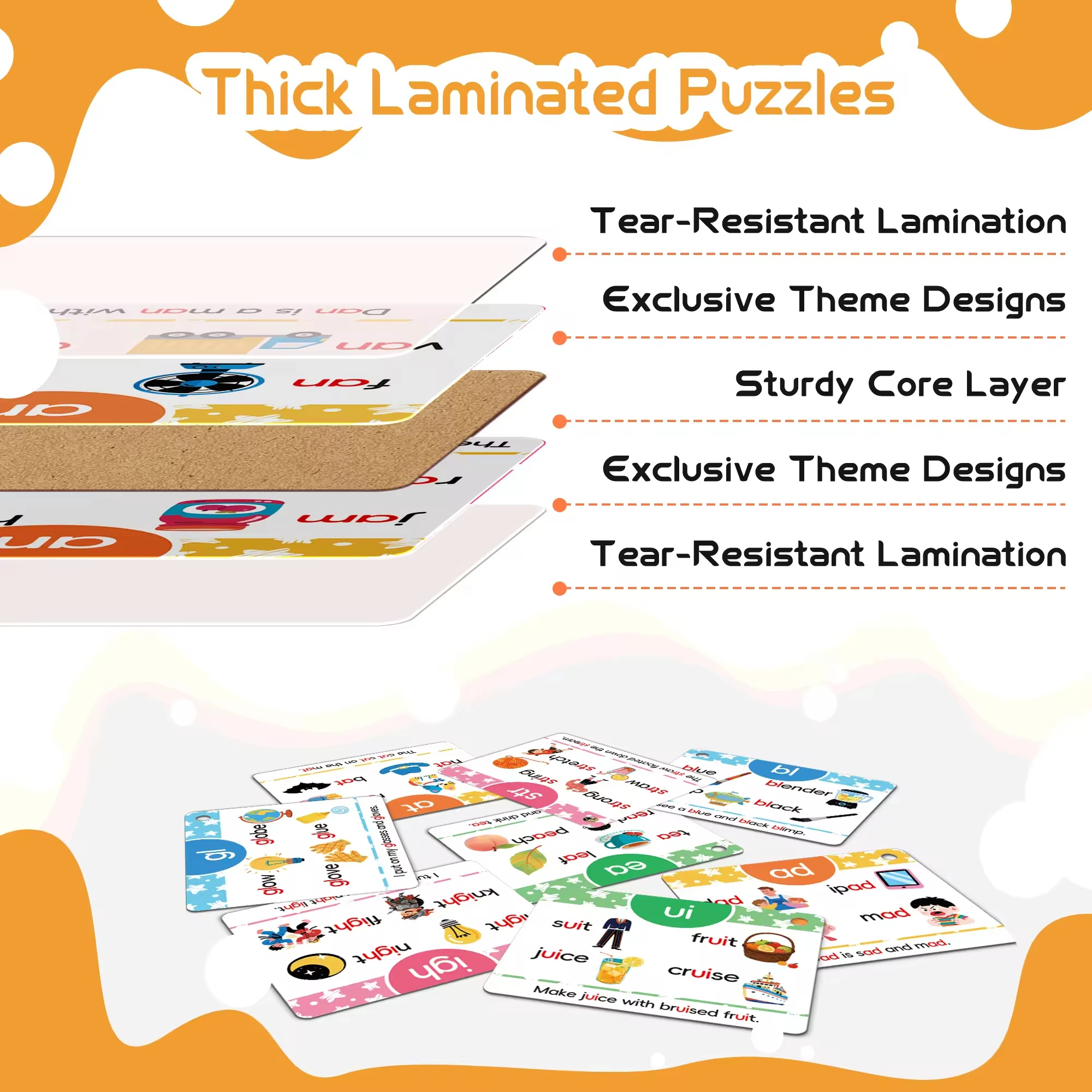 Sight Word Flash Cards Large Size Waterproof Tear Resistant Spelling & Recognition Toddler Learning for 1-3 Years Old