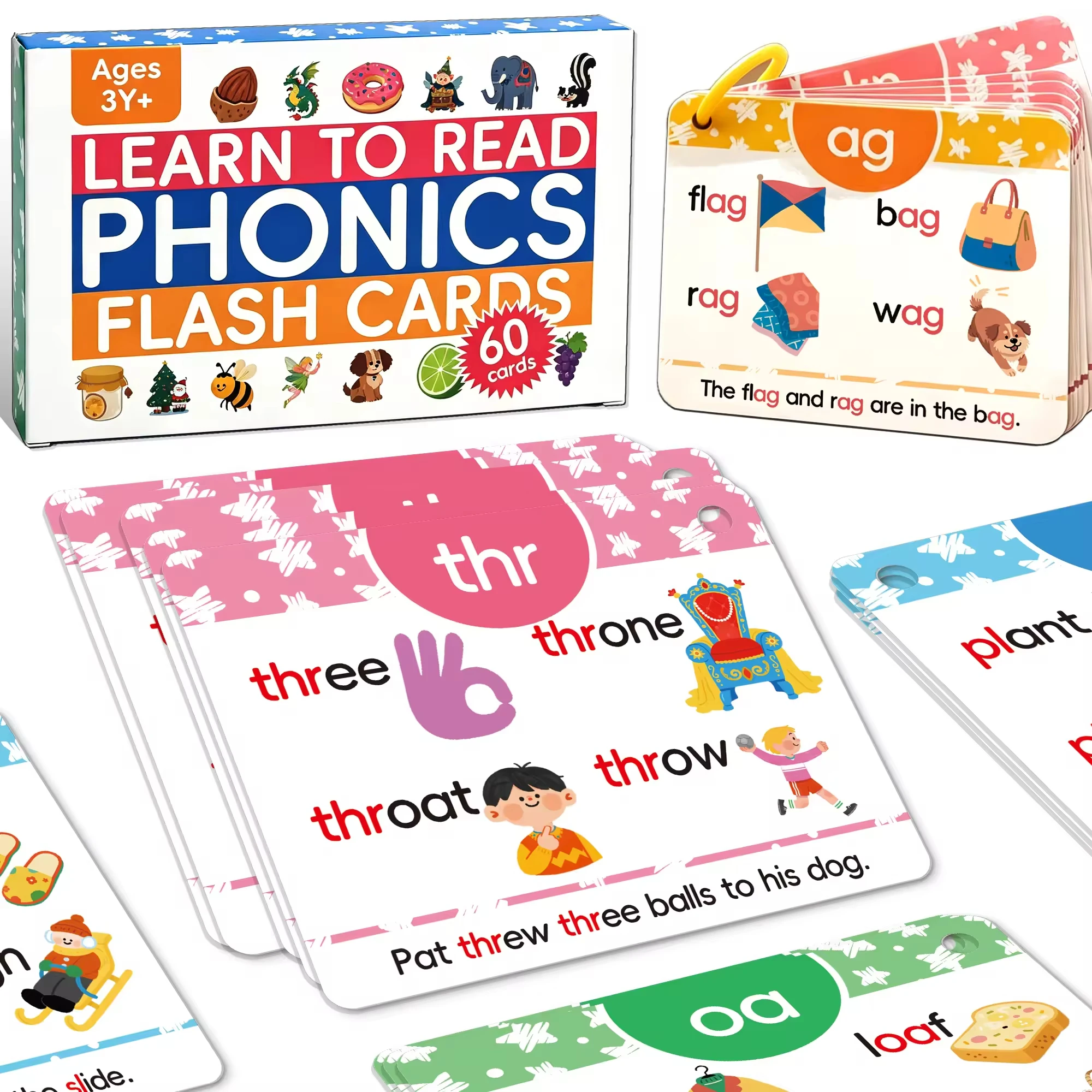 Sight Word Flash Cards Large Size Waterproof Tear Resistant Spelling & Recognition Toddler Learning for 1-3 Years Old