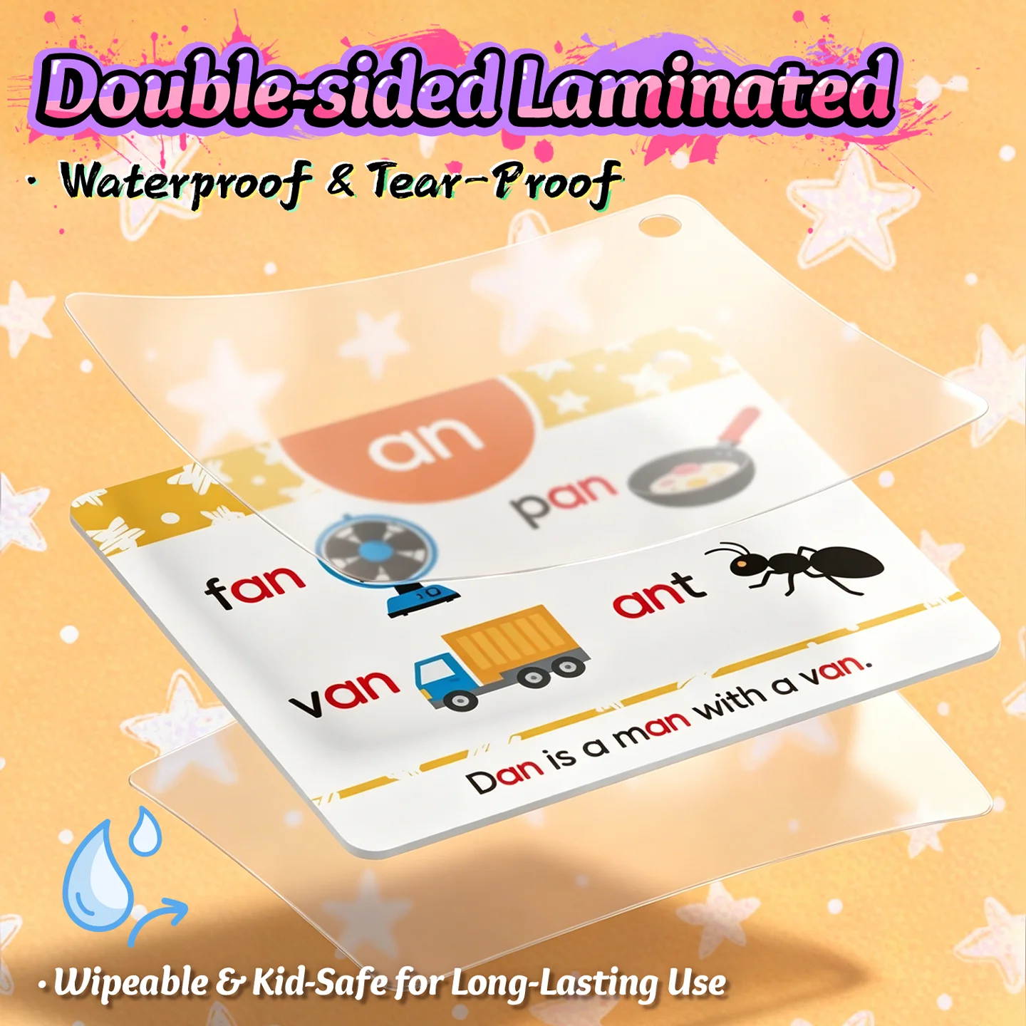 Sight Word Flash Cards Waterproof Tear-resistant Early Reading Vocabulary Learning Kindergarten Preschool Flashcards