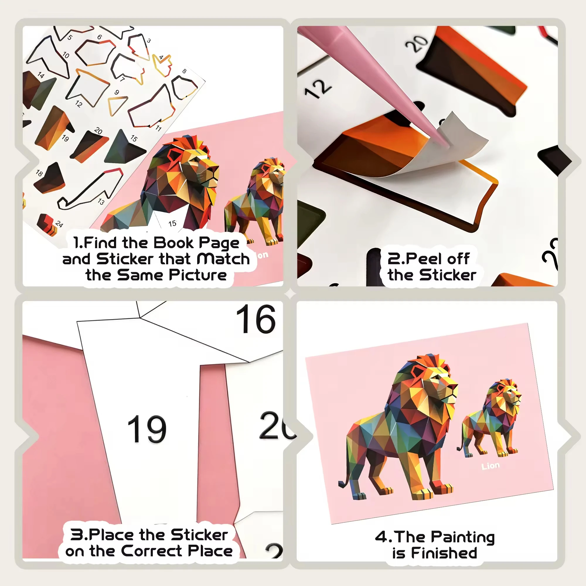 Sticker Paint Books for Kids Ages 4-10 Sticker by Numbers Party Birthday Gifts