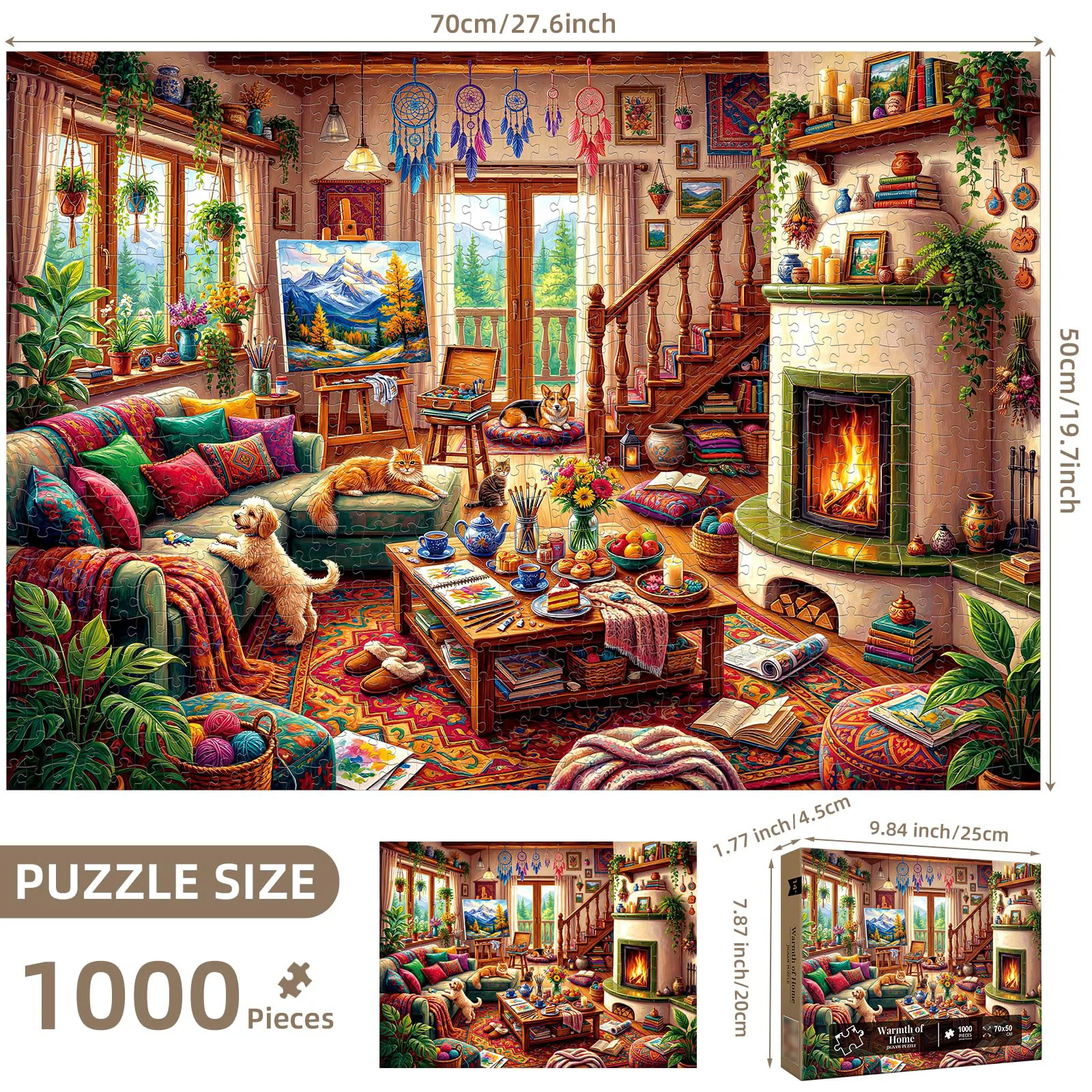 Warmth of Home Jigsaw Puzzles for Adults 1000 Pieces, Cardboard, Fun & Relaxing Puzzles for Stress Relief, 28″x20″ Adult Puzzle