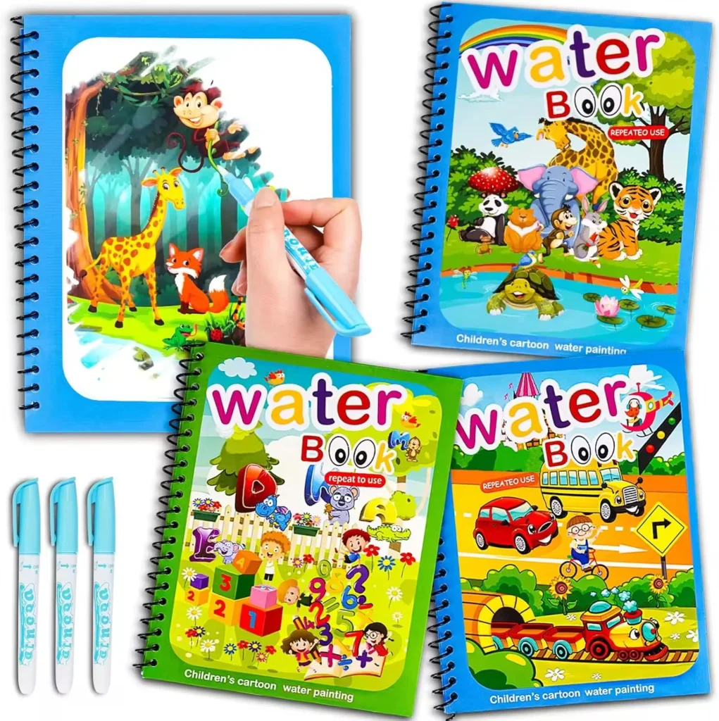 Water Coloring Books for Toddlers, Reusable Water Doodle Book Toys, Mess-Free Coloring Book